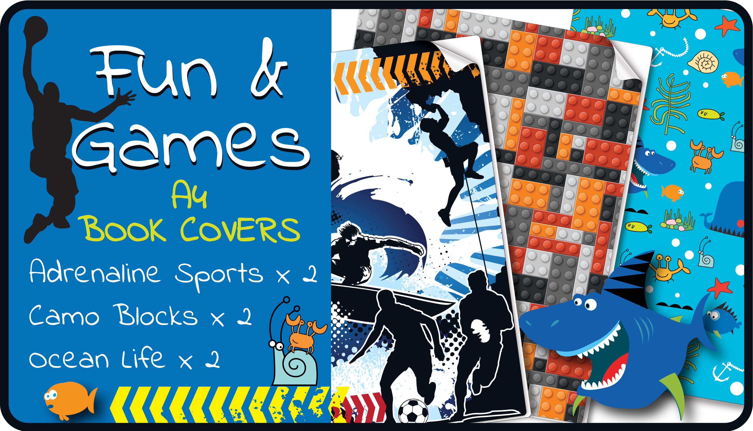 Fun & Games A4 Book Cover Pack