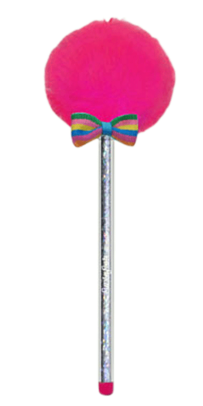 Magenta & Silver Pom Pom Pen / Lollipop Pen