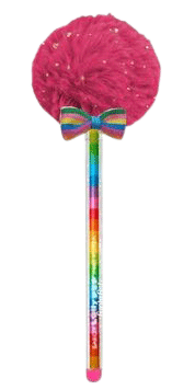 Lollipop Burgundy Glitter Rainbow Pom Pom Pen