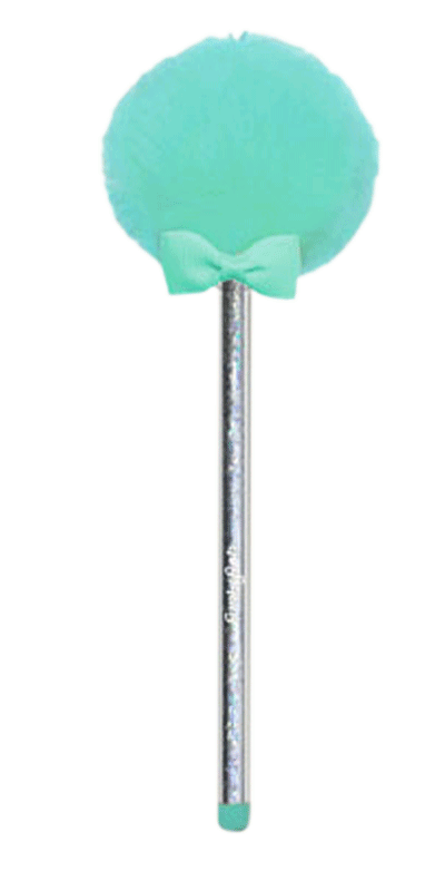 Lollipop Pen Aqua Blue & Silver - Pom Pom Pen