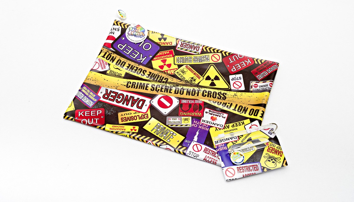 Danger Keep Out Pencil Case & ID Cover Set