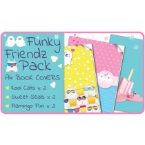 Funky Friendz A4 School Book Covers - 6 pack Slip-On PVC Jackets