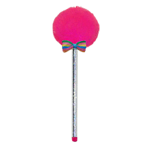 Magenta & Silver Pom Pom Pen / Lollipop Pen