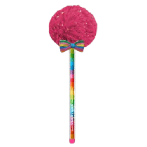 Lollipop Burgundy Glitter Rainbow Pom Pom Pen