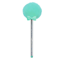 Lollipop Pen Aqua Blue & Silver - Pom Pom Pen