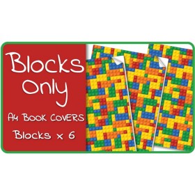 Blocks Only A4 School Book Cover Pack - 6 pack Slip-On PVC Jackets