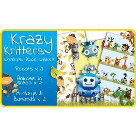 Krazy Kritters School Exercise Book Covers (9x7) - 6 pack