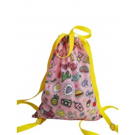 Patches Drawstring Bag, Library Bag, Swimming Bag, Sling Backpack