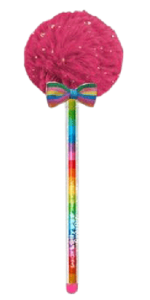 Lollipop Burgundy Glitter Rainbow Pom Pom Pen